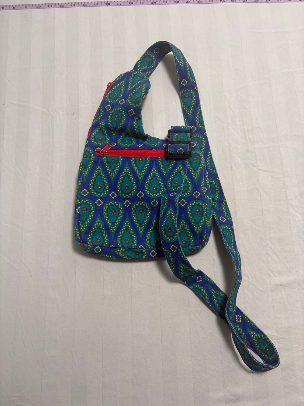 KAVU Canvas Crossbody Bag Paisley Print Adjustable Strap Travel Hiking Purse
